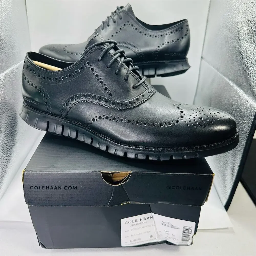 Cole Haan ZERØGRAND Wingtip Oxford Men's Dress Shoes Black Size 12 M